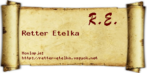 Retter Etelka névjegykártya